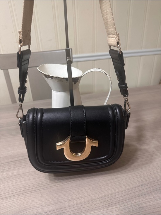 True Religion Handbags - True Religion Black Crossbody Bag with Gold Hardware